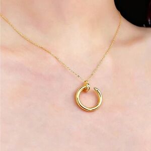 Elegant Gold Nail Necklace Pendant - NEW